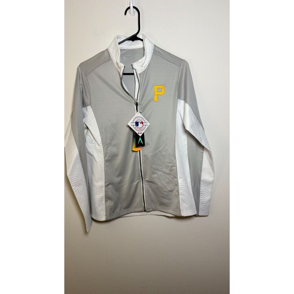 NWT Antigua Pittsburgh Pirates Women’s Medium Full Zip Jacket MLB Gray White